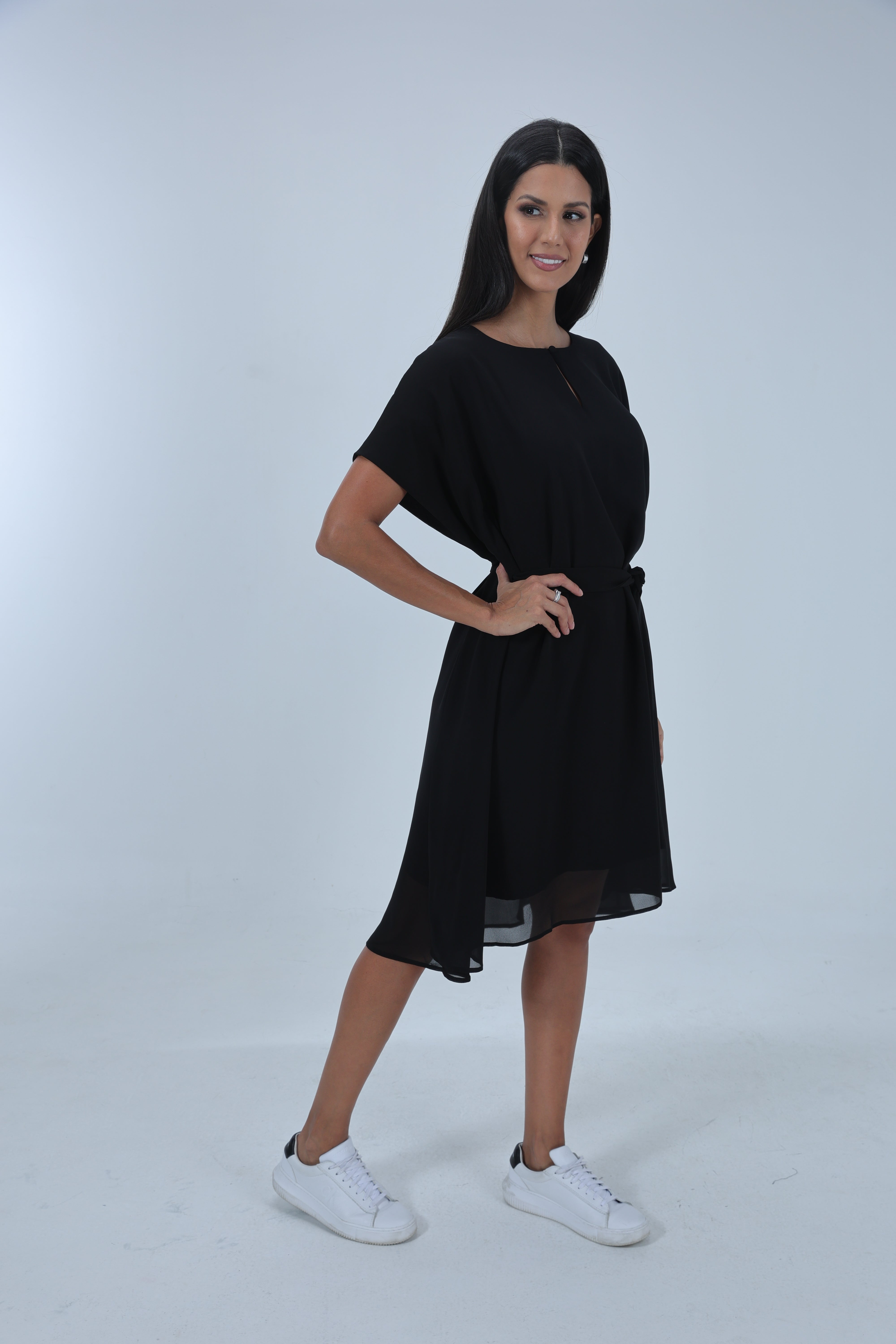 Kat, Black Blouson Dress