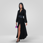 Camilla, Long Sleeve Maxi Shirt Dress with Slit