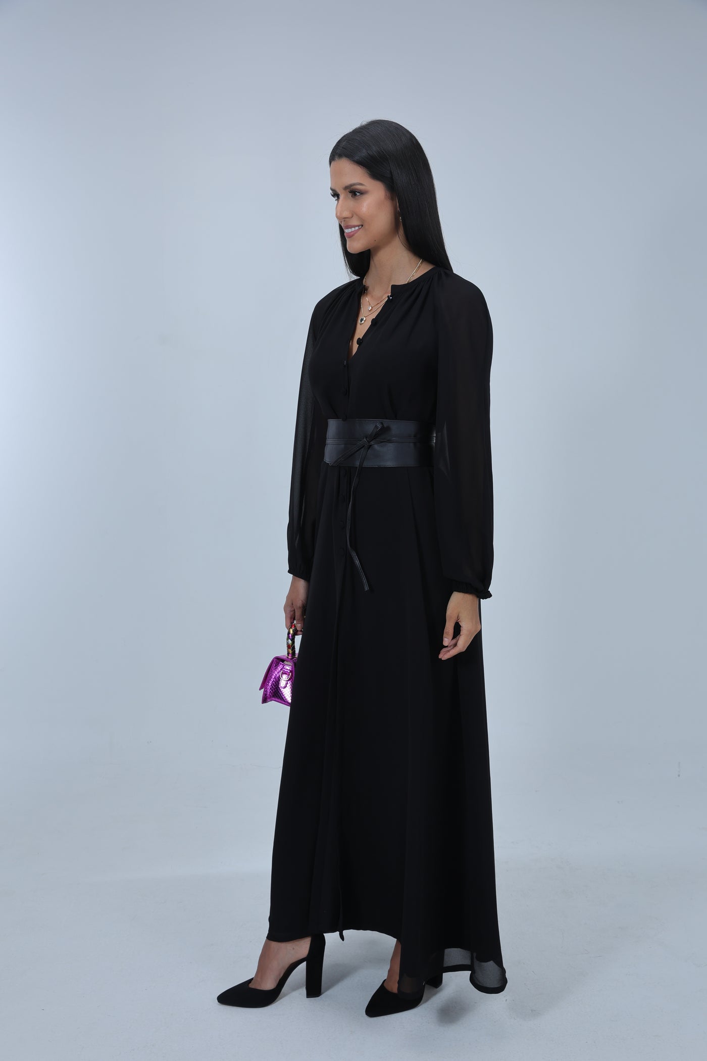 Shop Camilla, Long Sleeve Maxi Shirt Dress with Slit by Etta Shop Camilla, Long Sleeve Maxi Shirt Dress with Slit by Etta