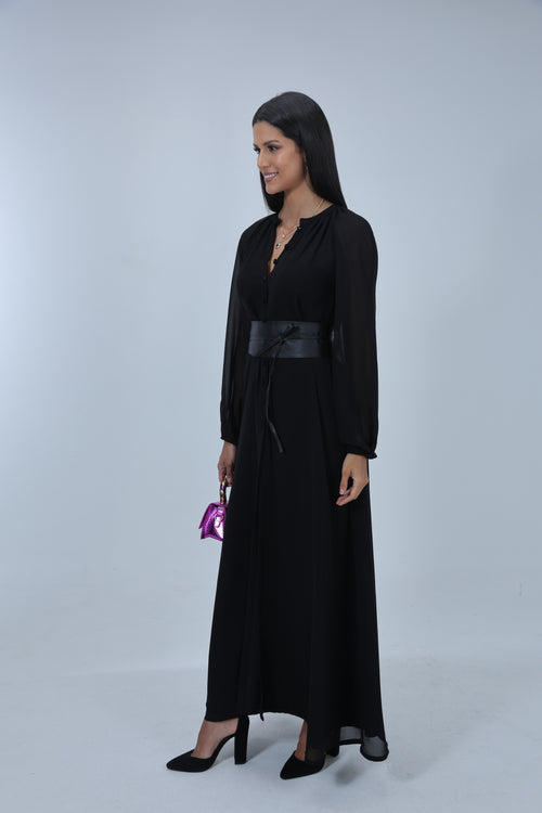 Camilla, Long Sleeve Maxi Shirt Dress with Slit