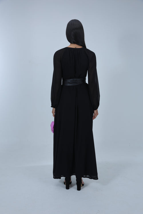 Camilla, Long Sleeve Maxi Shirt Dress with Slit