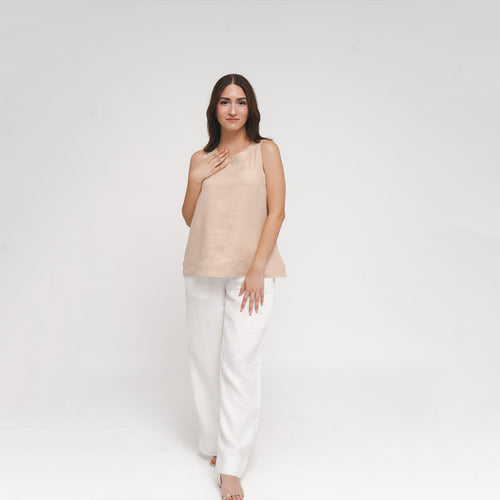 Ada, Italian Lenin A-Line Tank top in Beige